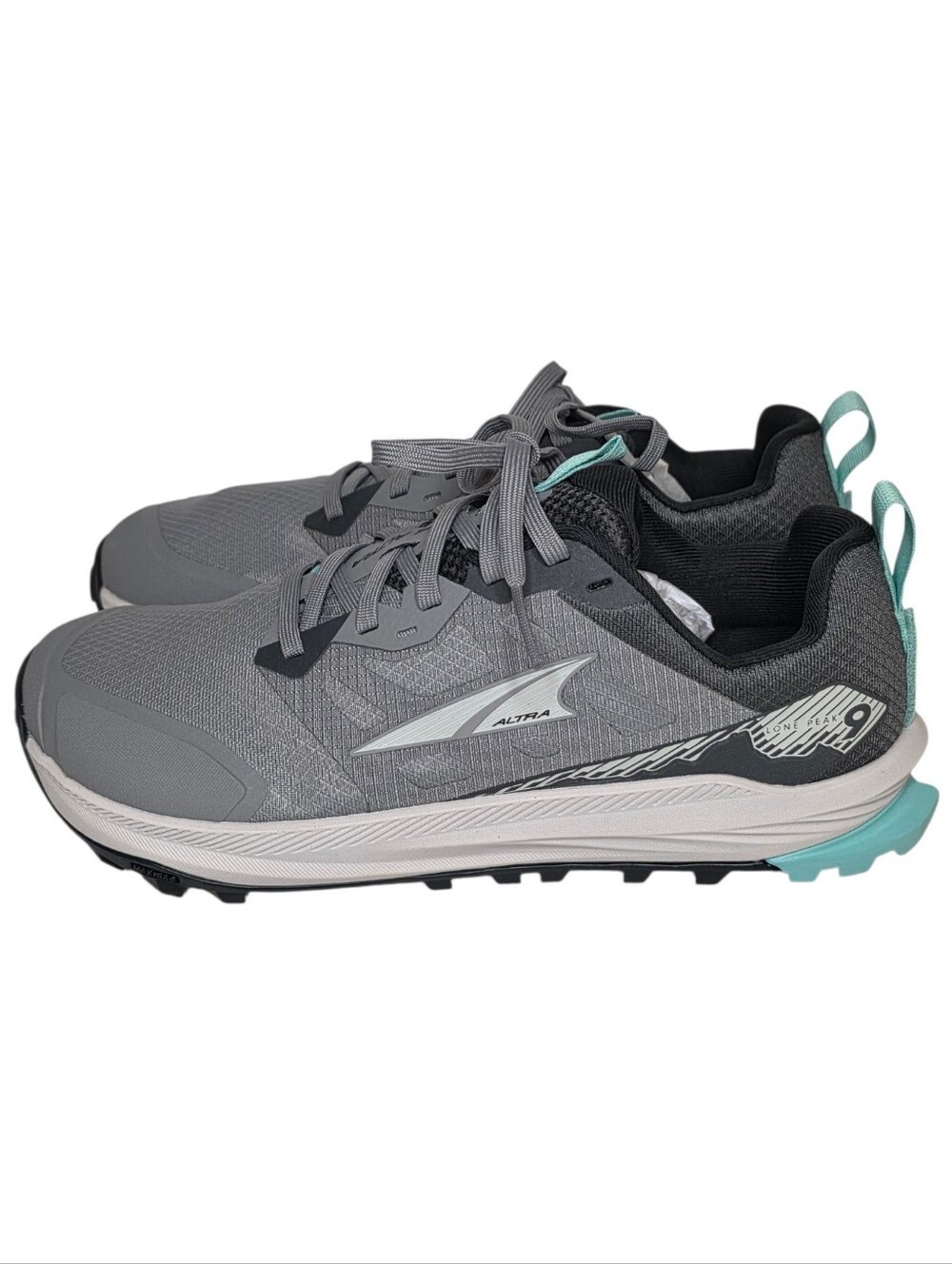 Altra Shoes Lone Peak 9 Trail Running Shoe Light Grey & Teal Sneakers Womens 9.5